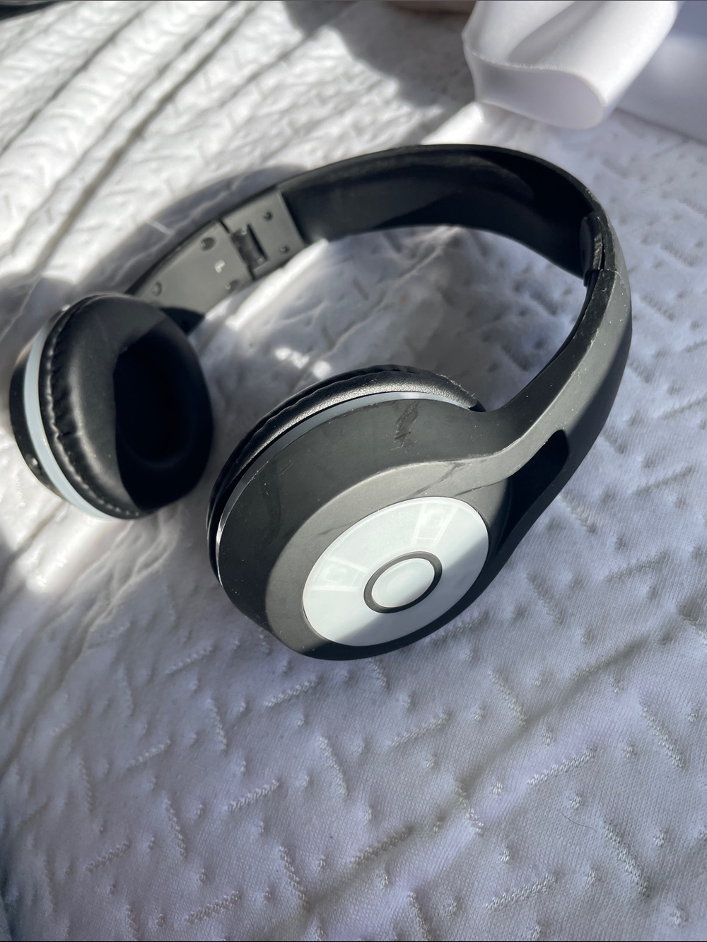 Black Wireless Over-Ear Headphones with White Accent